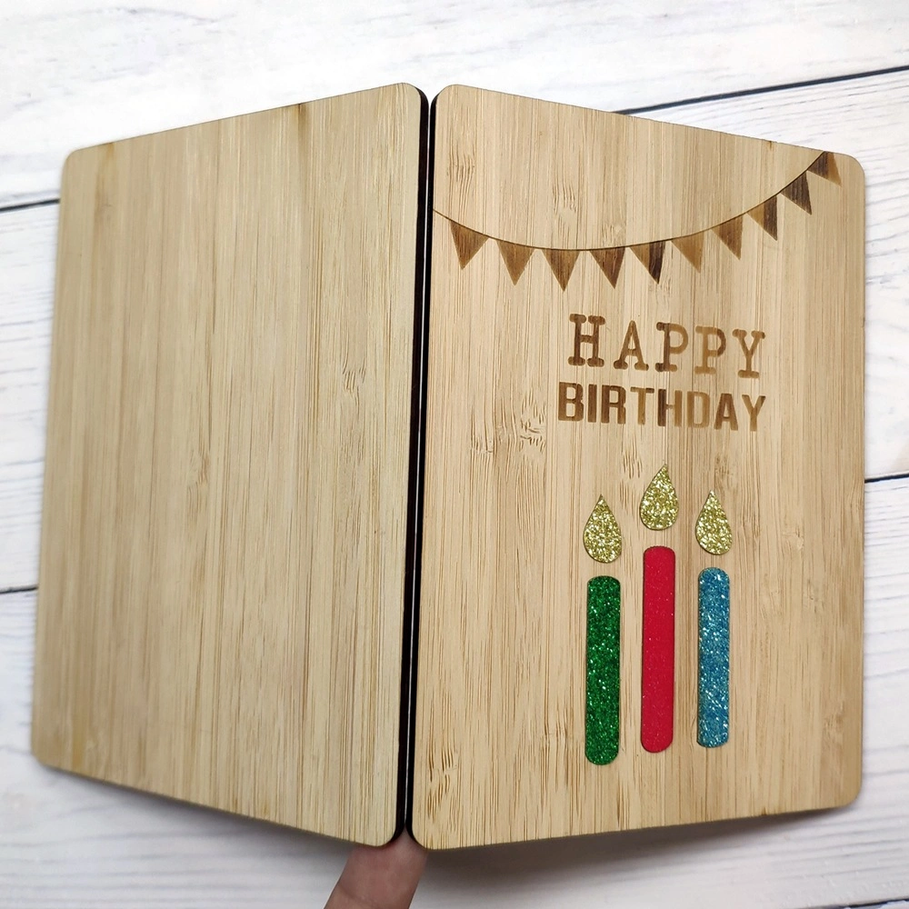 2021 Eco Friendly Wood Bamboo Gift Thank You Card for Birthday