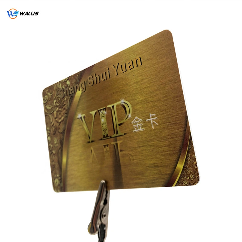 Free Sample Hf RFID 13.56MHz Fudan F08 Custom Printing PETG /Plastic Card Gold VIP Smart Cards