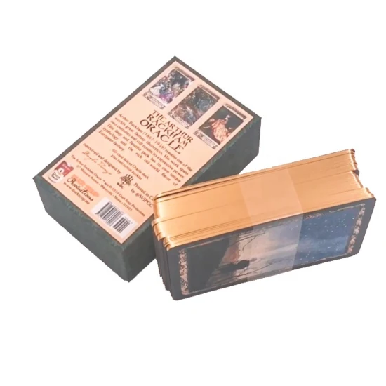Juego de cartas de tarot personalizado Saludo de metal Papel Kraft Plástico PVC Cubierta de póquer Comercio de naipes al por mayor