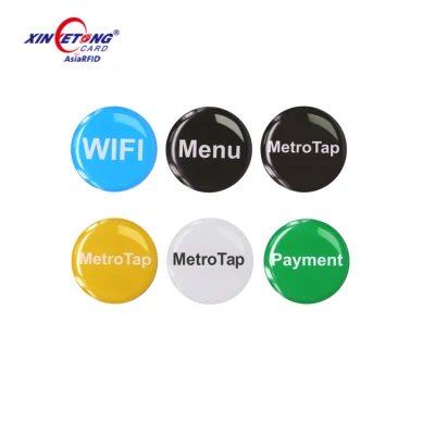 Cmrfid Custom Small Anti-Metal NFC Social Media RFID Epoxy Keyfob Hotel Key Card NFC RFID Epoxy Tag para teléfono