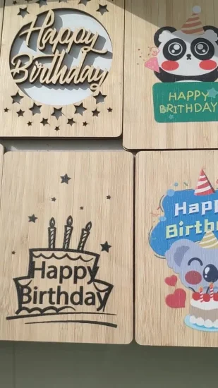 Tarjeta de agradecimiento de regalo de bambú de madera ecológica 2021 para cumpleaños