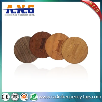 Tarjeta NFC comercial de madera respetuosa del medio ambiente con corte de círculo antiguo personalizado/tarjeta en blanco